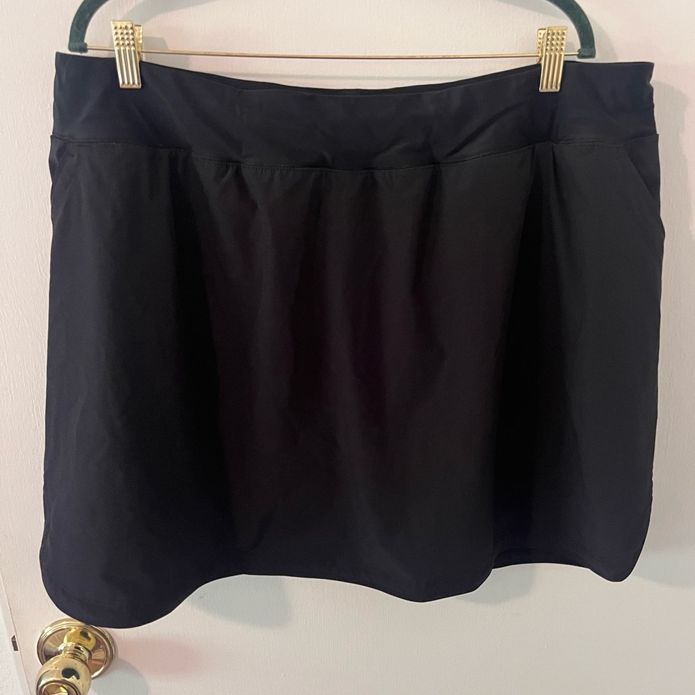 Lands’ End Black Athletic Tennis Skirt Built in Shorts Pockets Plus Size 22W